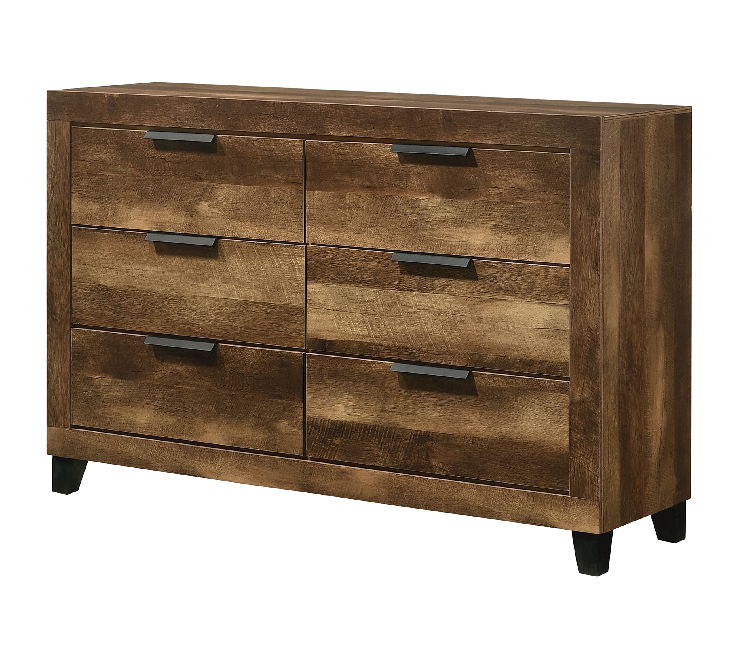 Farmhouse 6-Drawer Dresser - Rustic Oak Storage for Bedroom & Living Room