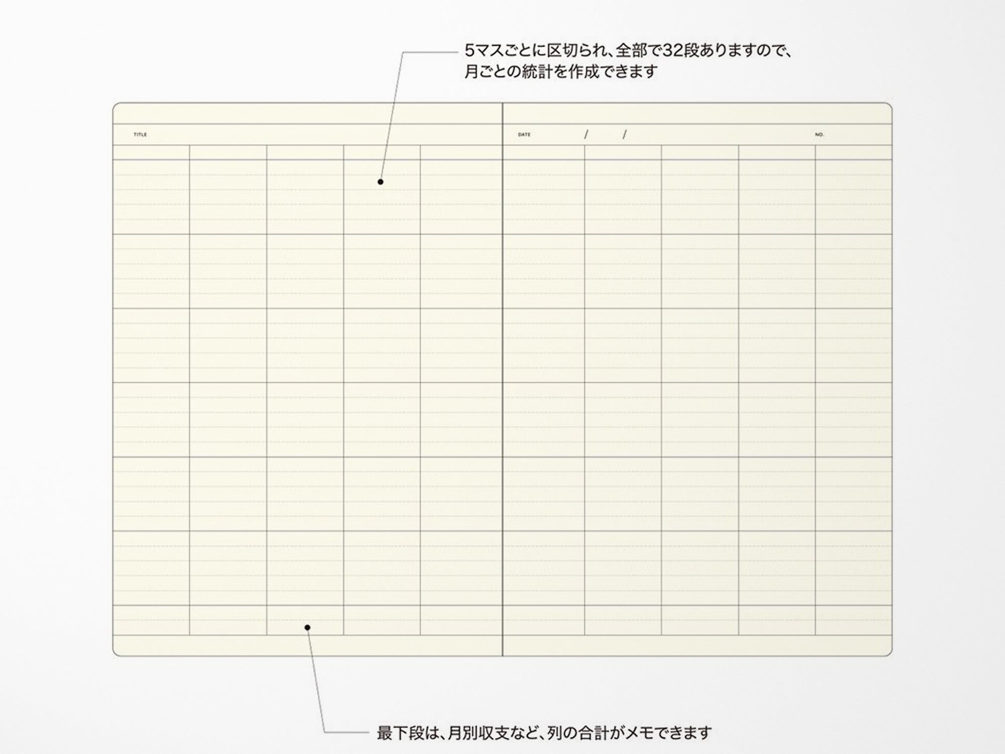 Minimalist A5 Notebook with Spreadsheet Layout - Perfect for Bullet Journaling, Budget Planning & Office Organization