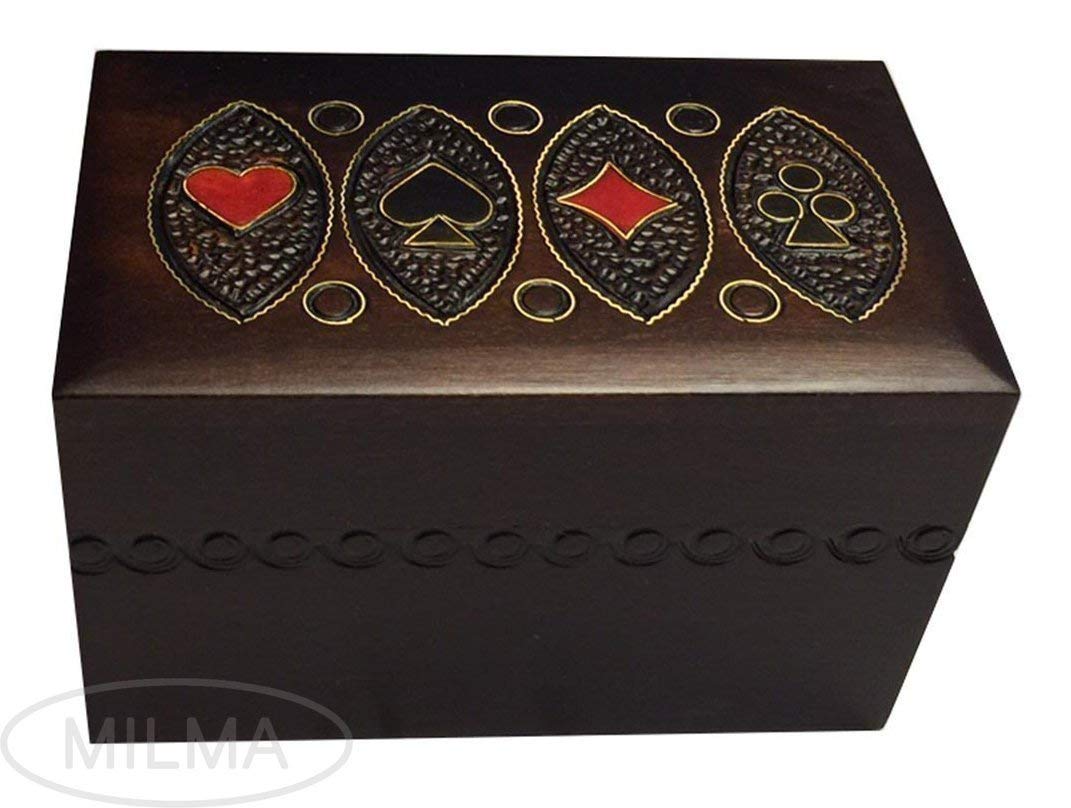 Handmade Linden Wood Playing Card Box - Polish Crafted Keepsake Storage for Poker, Magic Tricks & Collectibles - Perfect for Game Nights, Gifts & Home Decor