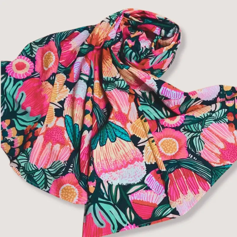 Flowers of Oz Silk Scarf - Elegant Floral Print Fashion Accessory for Women | Perfect for Parties, Weddings & Everyday Wear