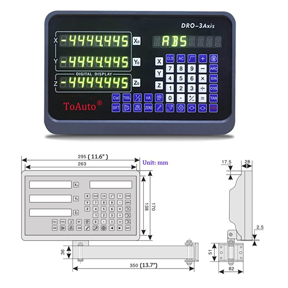3-Axis Digital Readout (DRO) System for Milling & Lathe Machines - 13.8