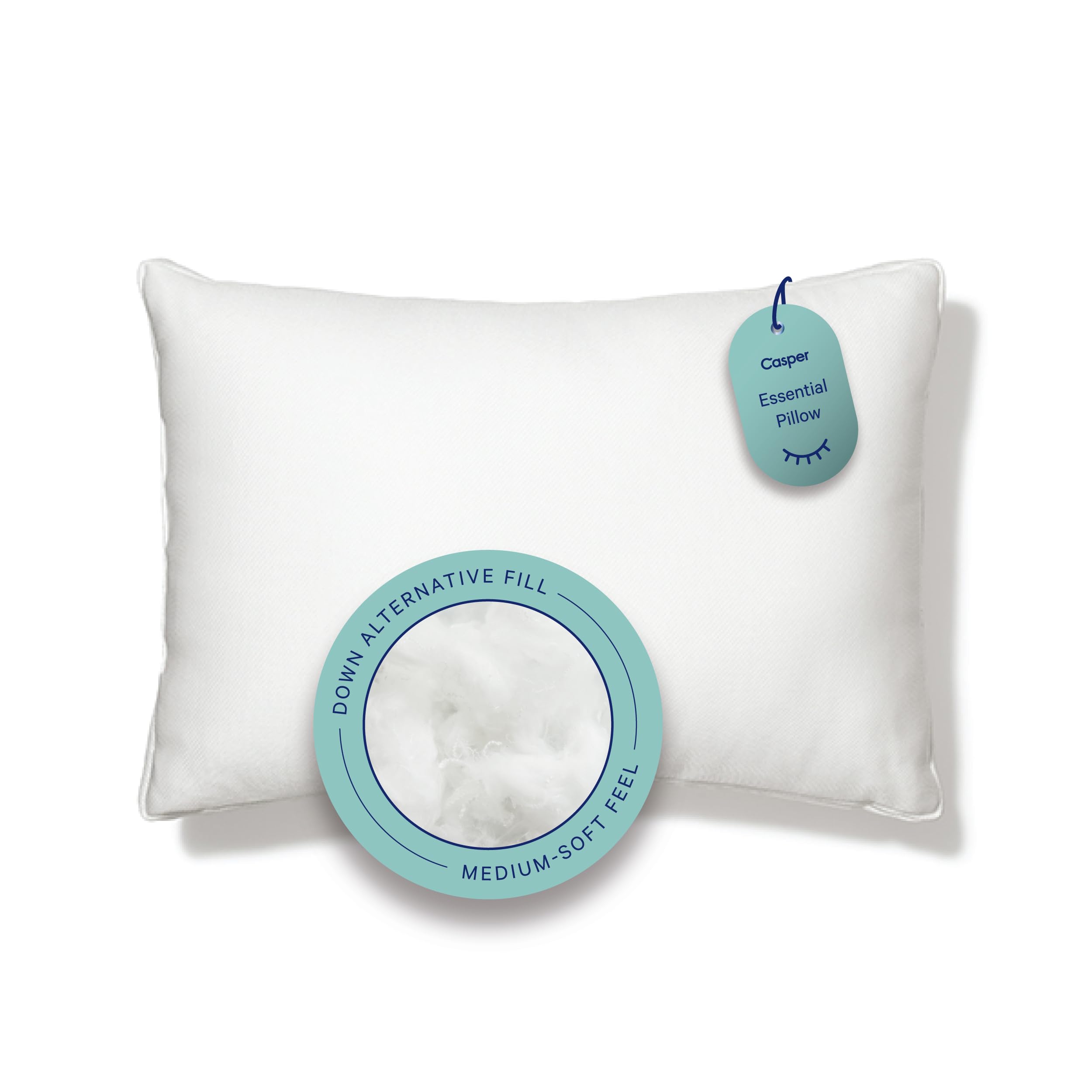 Casper Sleep Essential Pillow - King Size Cooling Memory Foam Pillow for Side, Back & Stomach Sleepers - White Bed Pillow for Neck Pain Relief & Better Sleep - Perfect for Home, Hotel & Travel Use