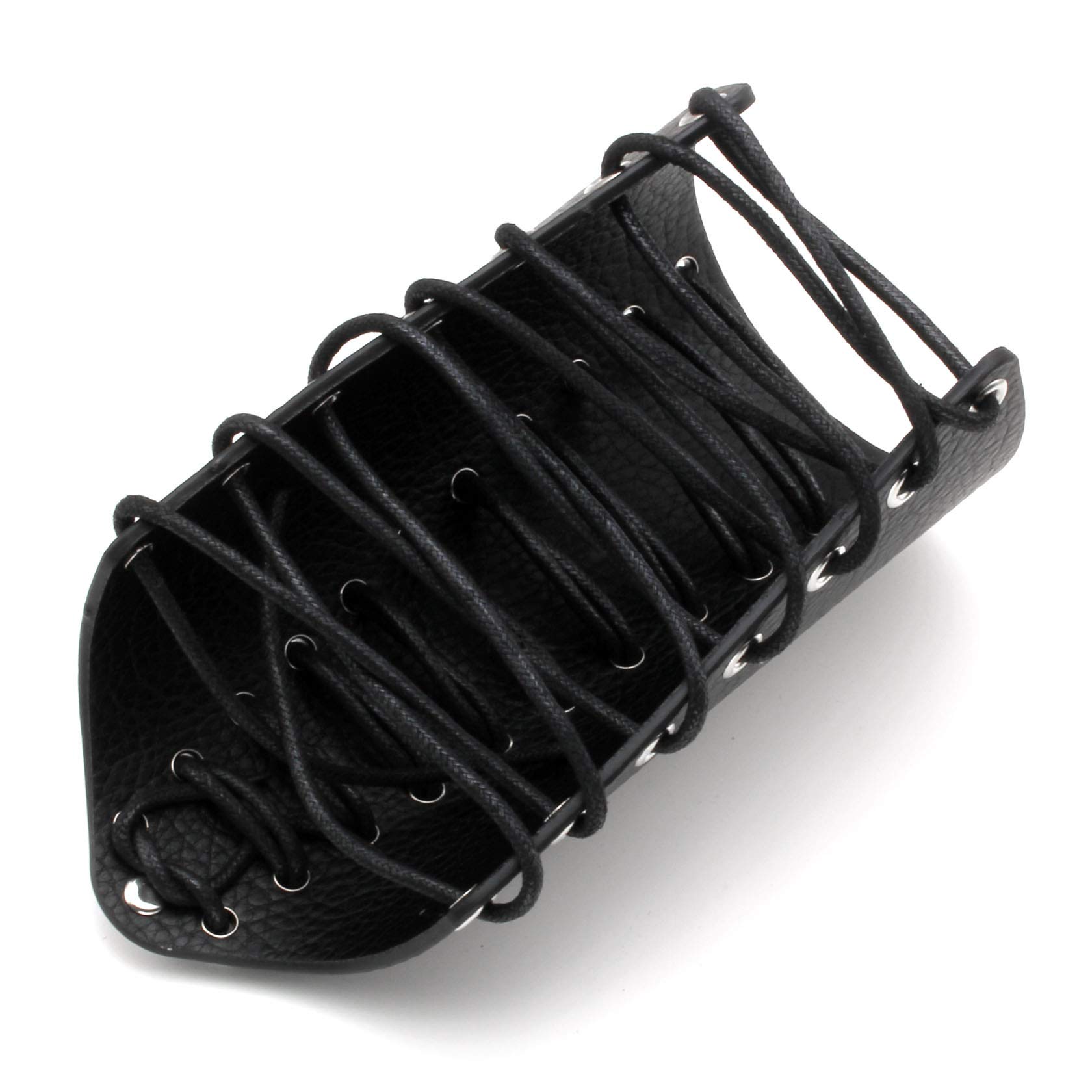MILAKOO 2 Pack Men's Black Leather Wide Wrap Gauntlet Wristband - Adjustable Arm Armor Cuff for Motorcycle Riding, Cosplay & Gothic Fashion