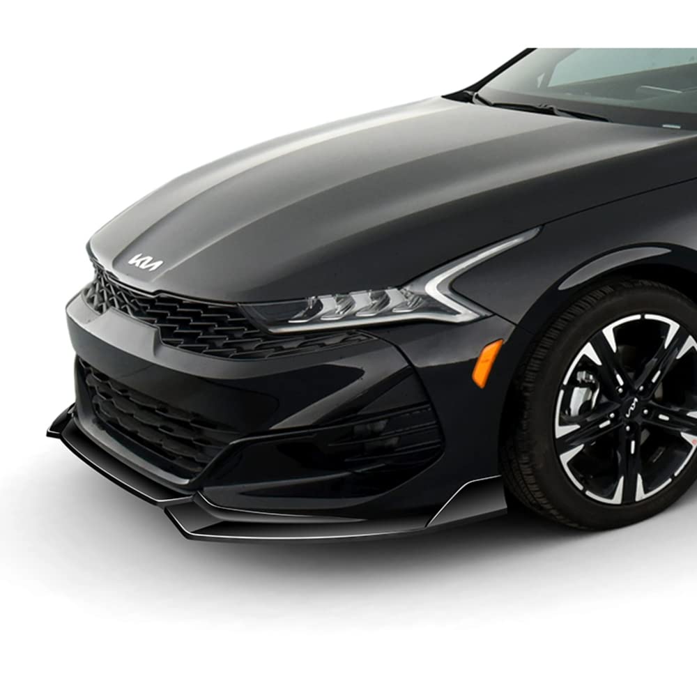 Q1-TECH 9-Piece Front Bumper Lip & Side Skirt Extensions Diffuser for 2021-2024 Kia K5 GT-Line - ABS Black Front Lip Spoiler & Chin Splitter | Car Body Kit Upgrade for Sporty Look & Aerodynamics