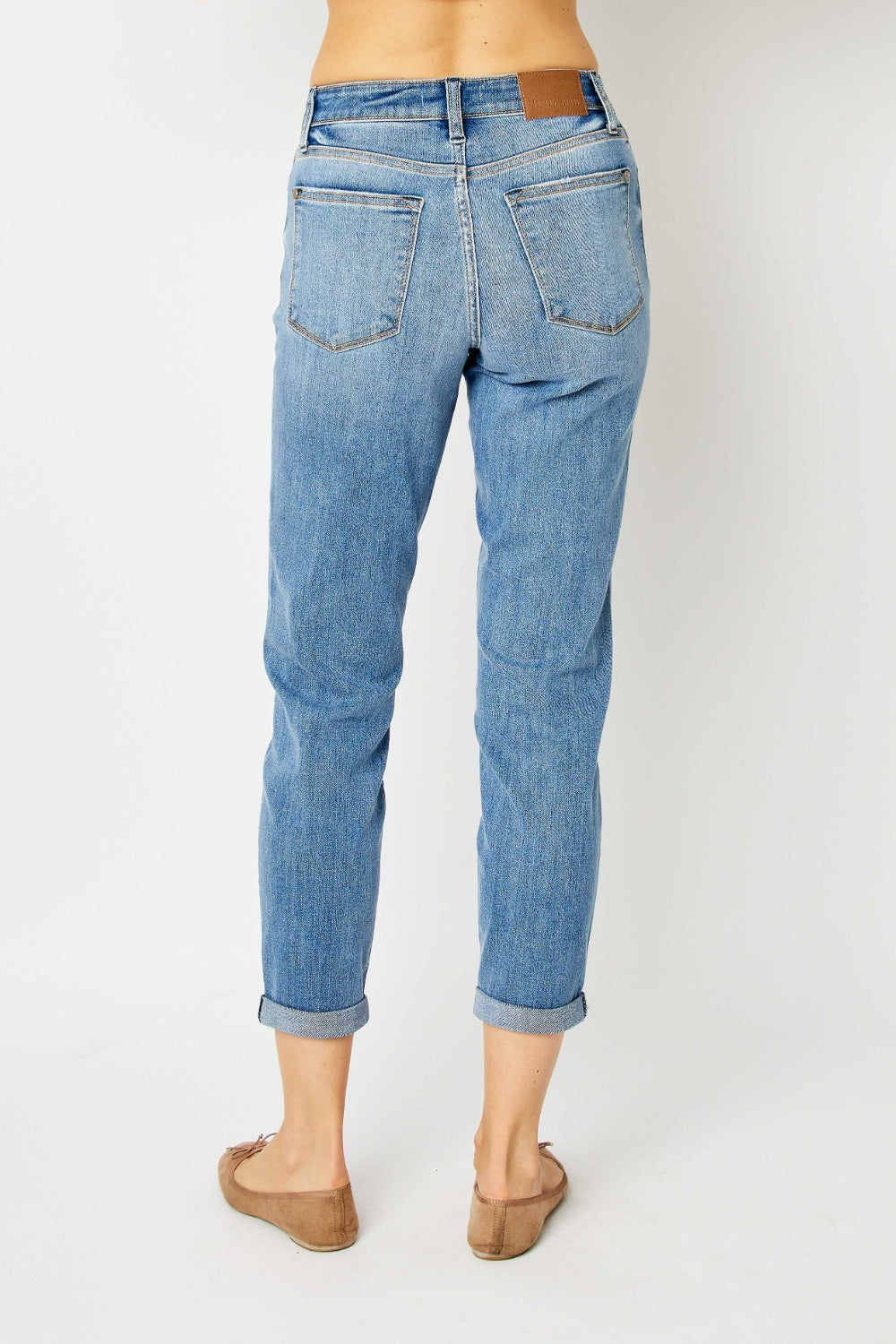 Judy Blue Women's Cuffed Hem Slim Fit Jeans - Stretch Denim Pants for Casual Wear & Everyday Comfort