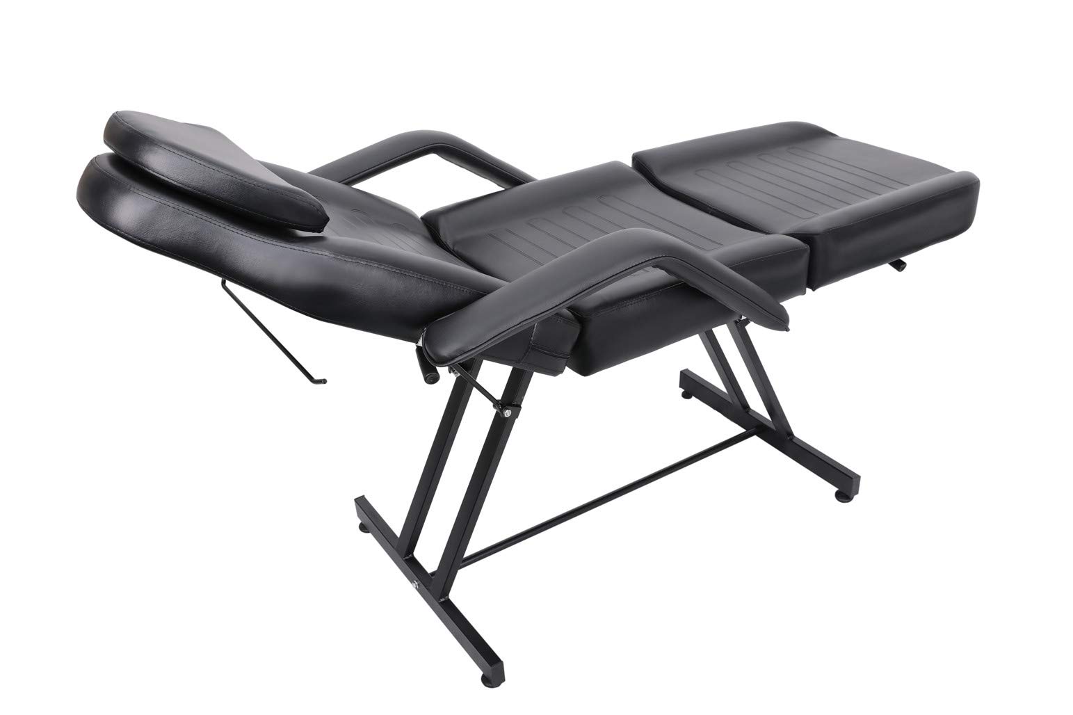 Professional Salon Style Black PU Leather SPA Bed - Facial Tattoo Chair & Massage Table with Free Stool | Perfect for Facial Treatments, Tattooing, and Spa Services