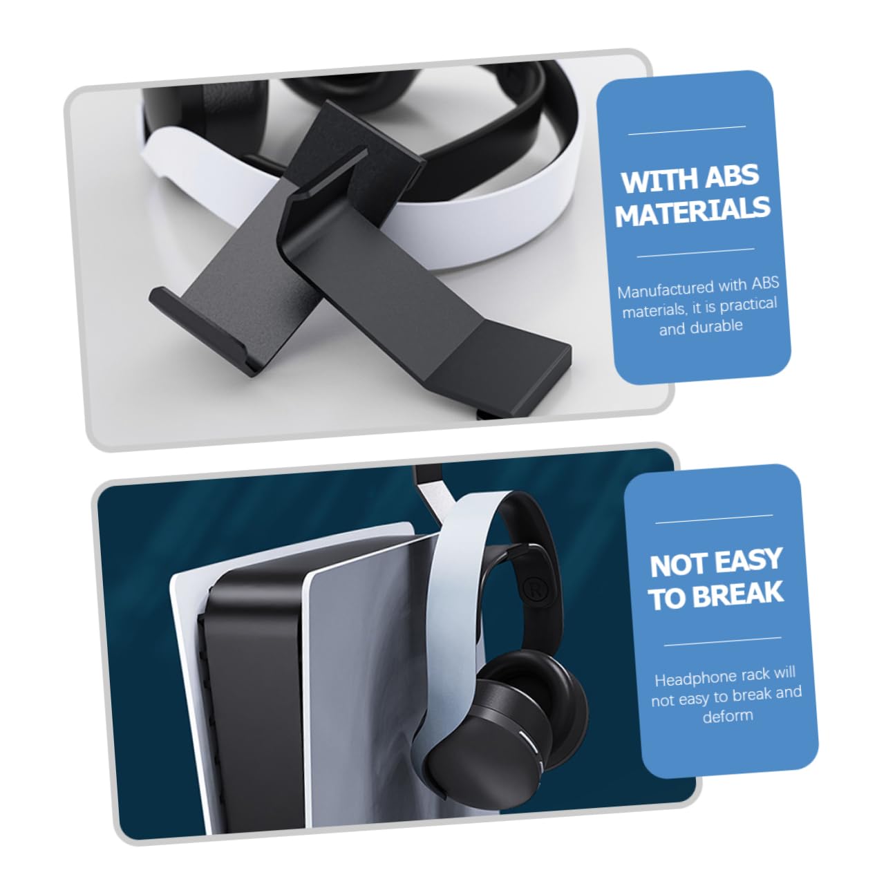 BUGUUYO 3-Piece Wall Mount Headphone Stand Holder - Space-Saving Headset Hanger Rack for Gaming, Office & Home Organization - Easy to Assemble Headphone Storage Solution