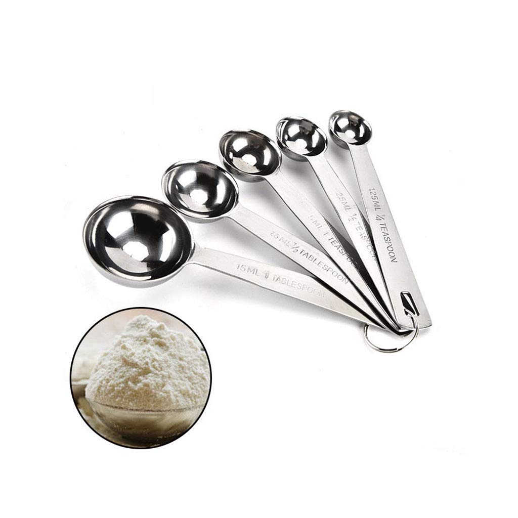 Premium 5-Piece Stainless Steel Measuring Spoon Set with Clear Markings - Perfect for Baking, Cooking, and Meal Prep | Accurate Kitchen Measuring Tools for Dry & Liquid Ingredients
