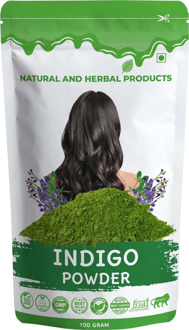 Organic Indigo Powder for Hair - 100% Natural Black Hair Dye | Pure Indigo Leaf Powder for Gray Coverage & Hair Coloring | Perfect for DIY Henna Blends, Natural Hair Care & Vegan Beauty Routines