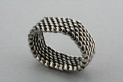 Sterling Silver Mesh Ring for Women - Elegant Stackable Band Jewelry for Everyday Wear & Special Occasions
