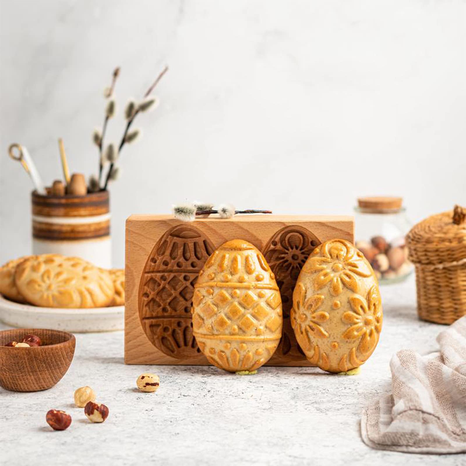 Wooden Cookie Molds Set - Hand Carved Biscuit Cutters & Embossing Stamps for Baking, DIY Gingerbread Cookies, Christmas Decorations - Perfect for Holiday Baking, Wedding Favors, and Handmade Gift Ideas