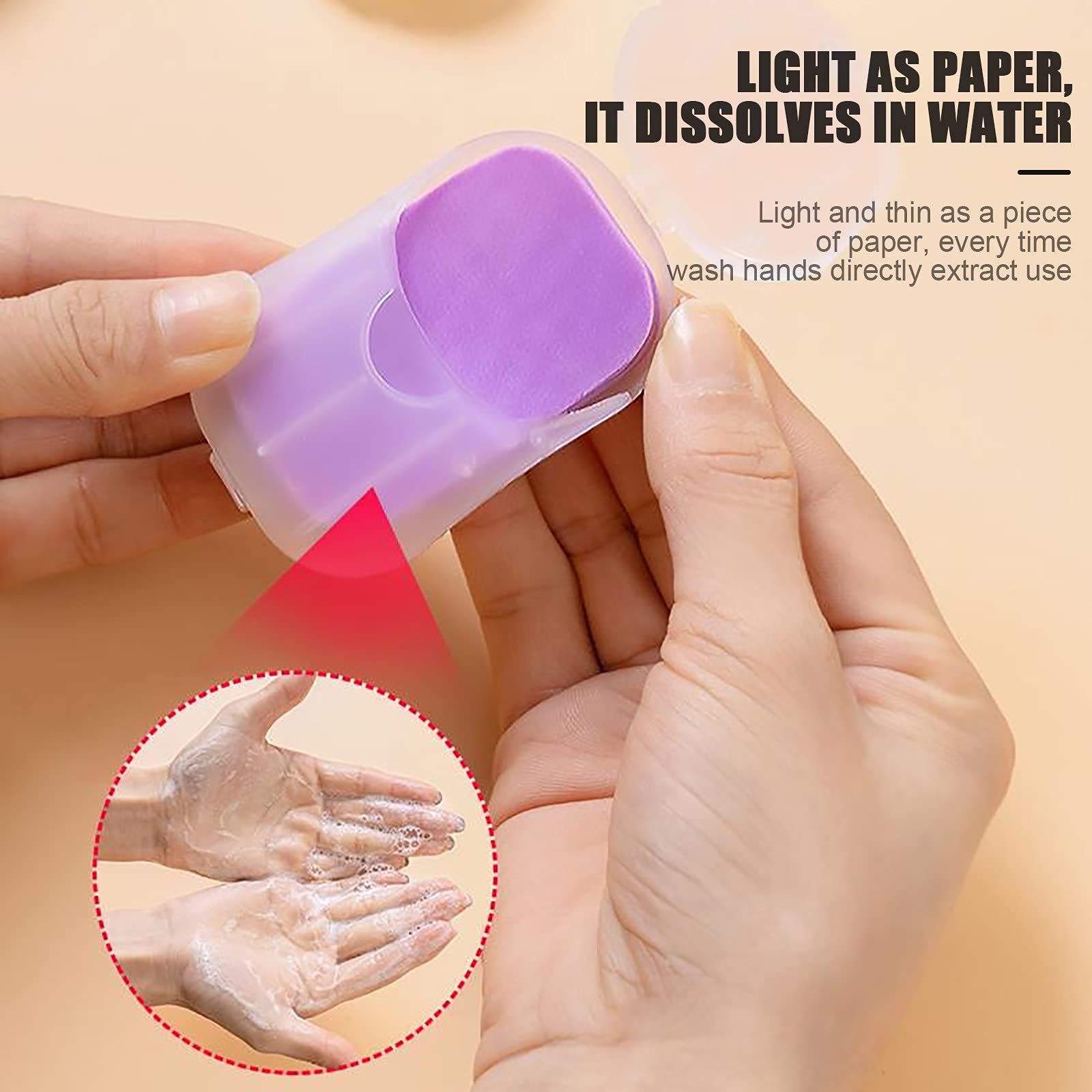 Portable Antibacterial Foaming Soap Tablets - Mini Disposable Hand Sanitizer for Travel, Camping & Home Use | 50Pcs Compact Paper Soap for Washing Hands On-The-Go | Ideal for Outdoor, Office & Emergency Kits