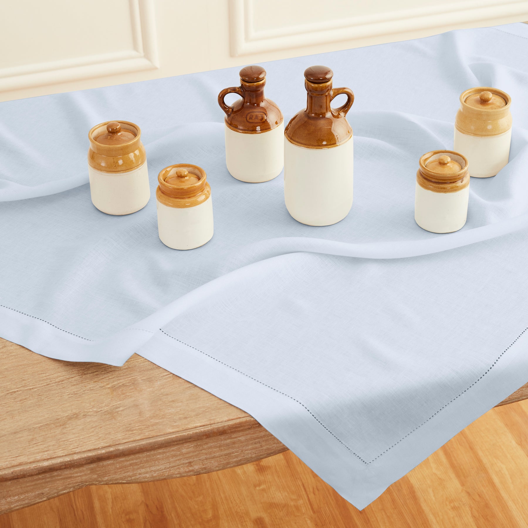 Classic Hemstitch Table Throw - Elegant Linen Table Runner for Dining Room Decor, Wedding & Holiday Table Settings