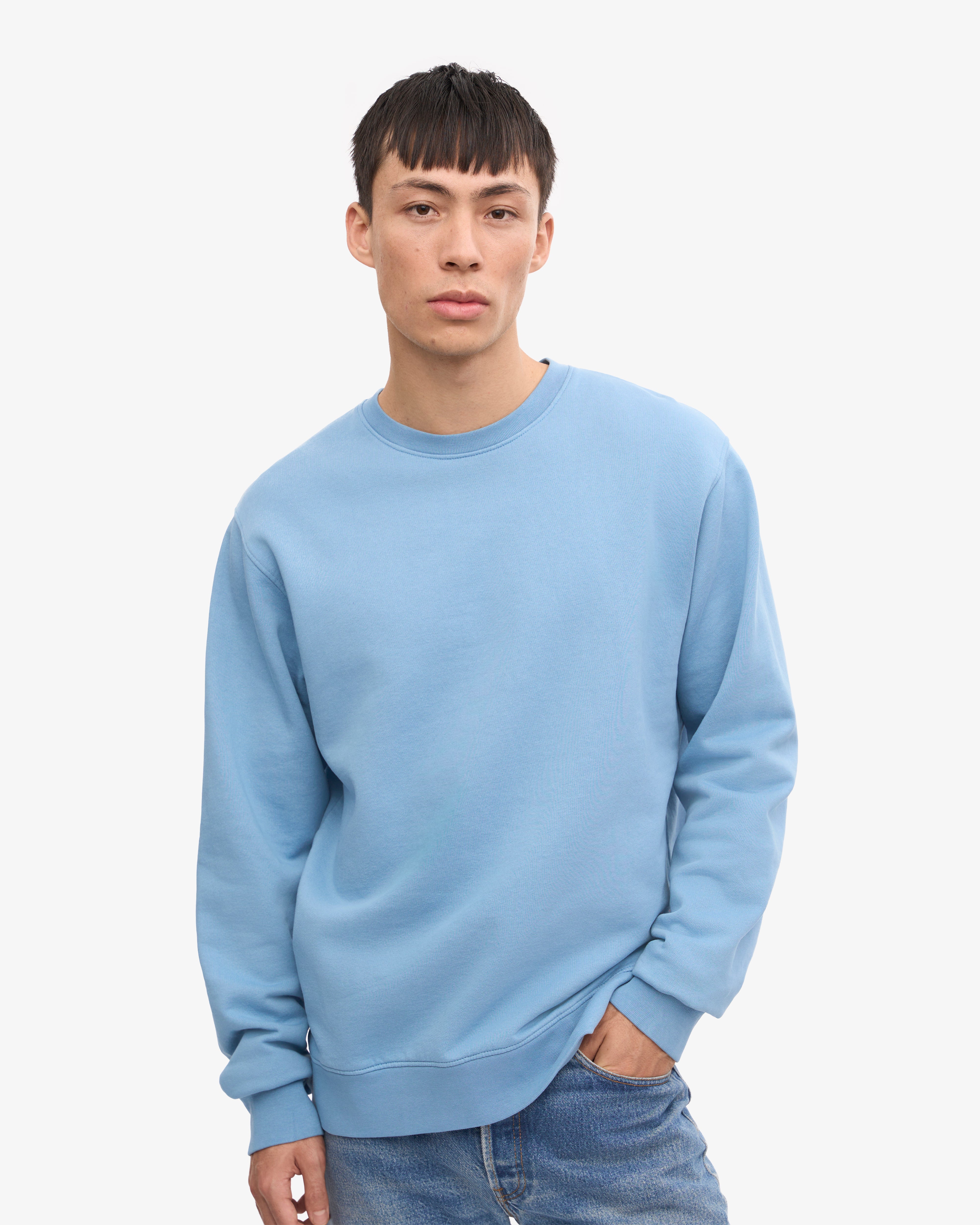 Classic Organic Cotton Crew Neck T-Shirt for Men & Women - Soft & Comfortable Seaside Blue - Perfect for Casual Wear, Beach Outings & Everyday Comfort