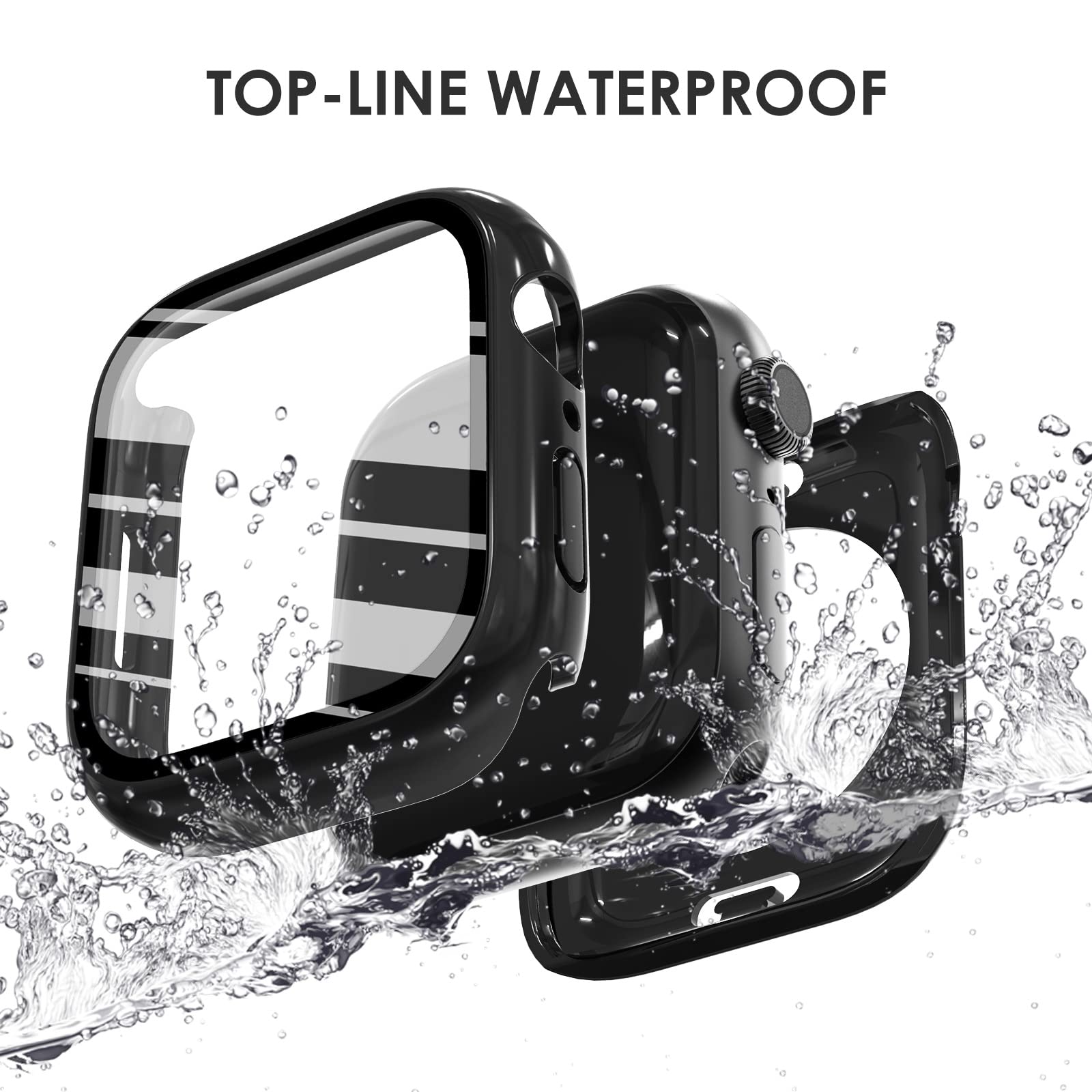 WINGLE 6-Pack Waterproof Case for Apple Watch Series 6/5/4/SE with Tempered Glass Screen Protector - Shockproof Full Protective Hard PC Bumper Case with Back Cover (2 in 1) for Men & Women - 40mm - Ideal for Swimming, Running & Outdoor Activities