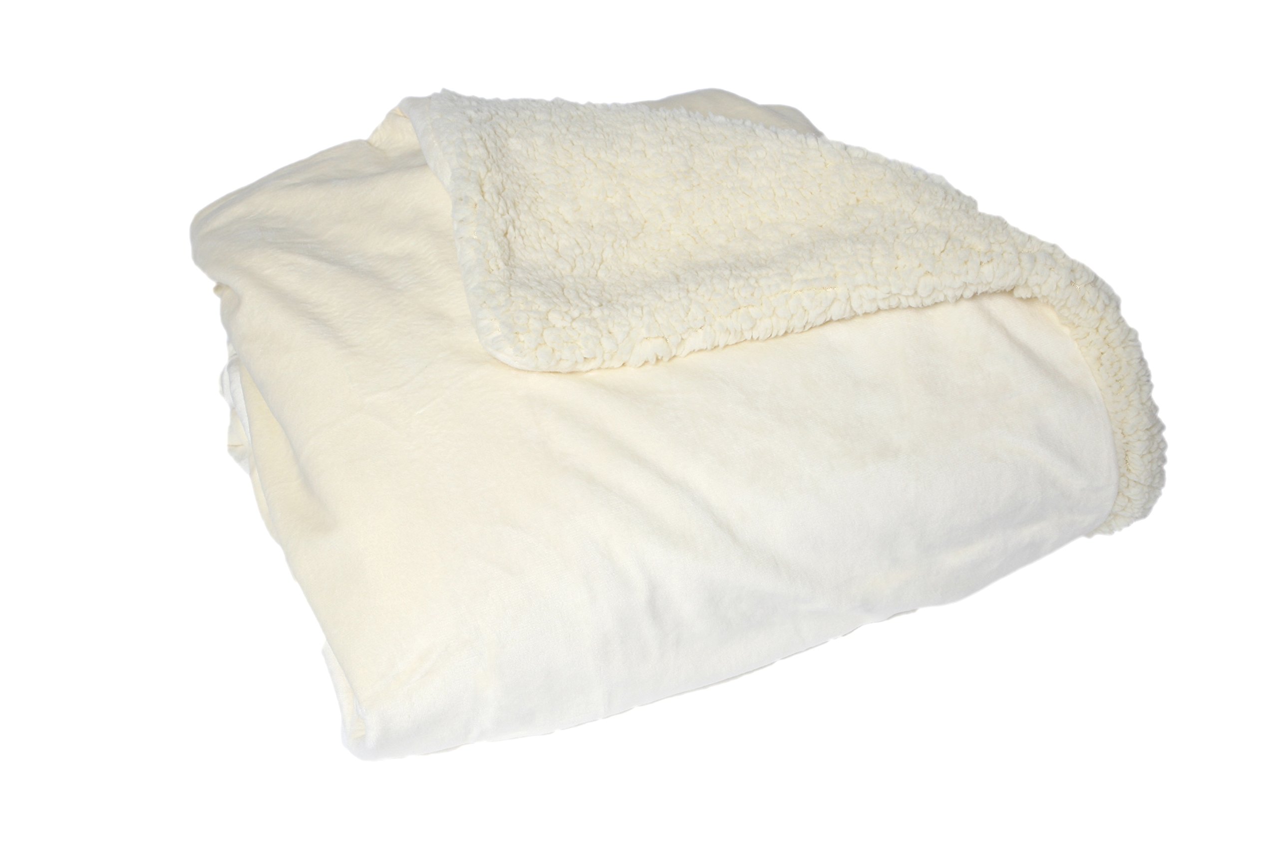 Soft Plush Sherpa Throw Blanket - Ultra Cozy Cream Fleece Blanket for Couch, Bed & Travel - Warm Winter Blanket for Home, Office & Gifts