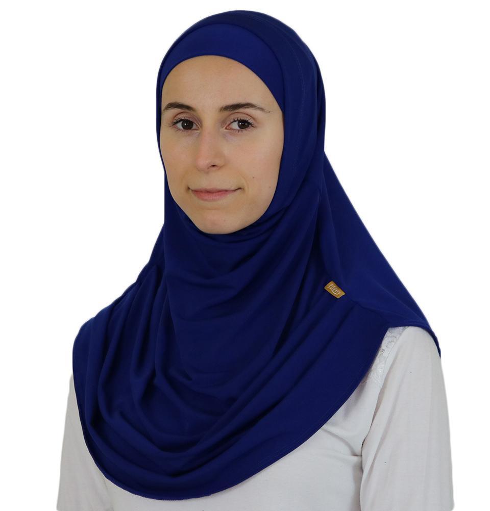 Firdevs Practical Amira Hijab in Royal Blue - Soft Stretchy Muslim Headscarf for Women - Perfect for Daily Wear, Prayer & Modest Fashion