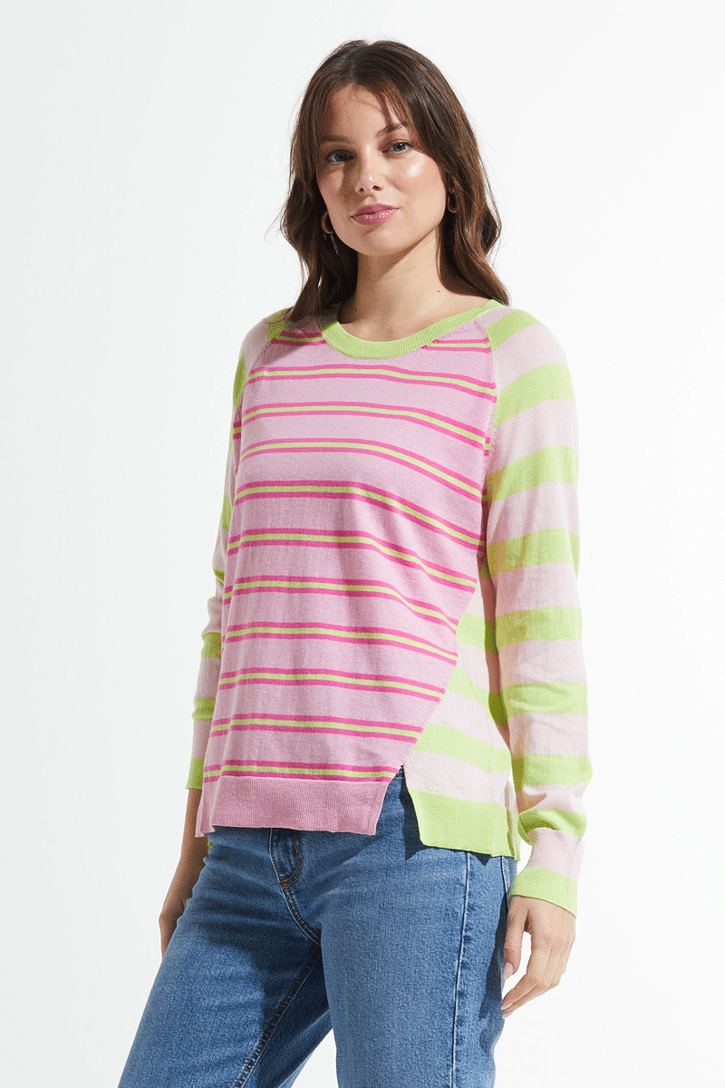 Zaket & Plover Women's Casual Raglan Stripe Sweater - Soft Long Sleeve Knit Pullover for Fall & Winter | Perfect for Office, Date Night and Weekend Outfits