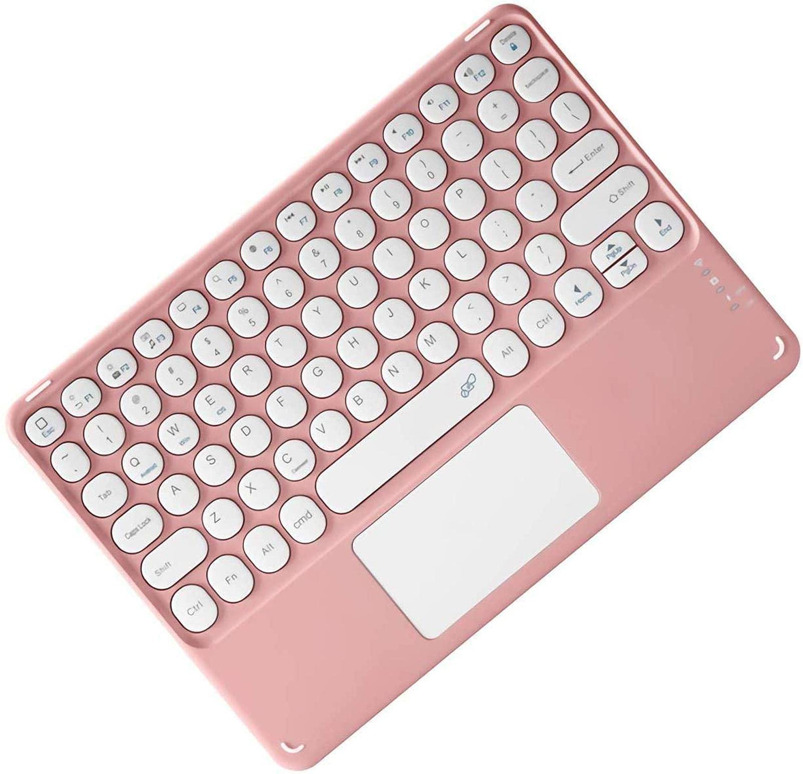 Bluetooth Keyboard Case for iPad Air 4 (10.9 Inch 2020 Model) - Slim Leather Folio Cover with Touchpad & Round Hat Design in Pink | Perfect for Work, Study & Travel