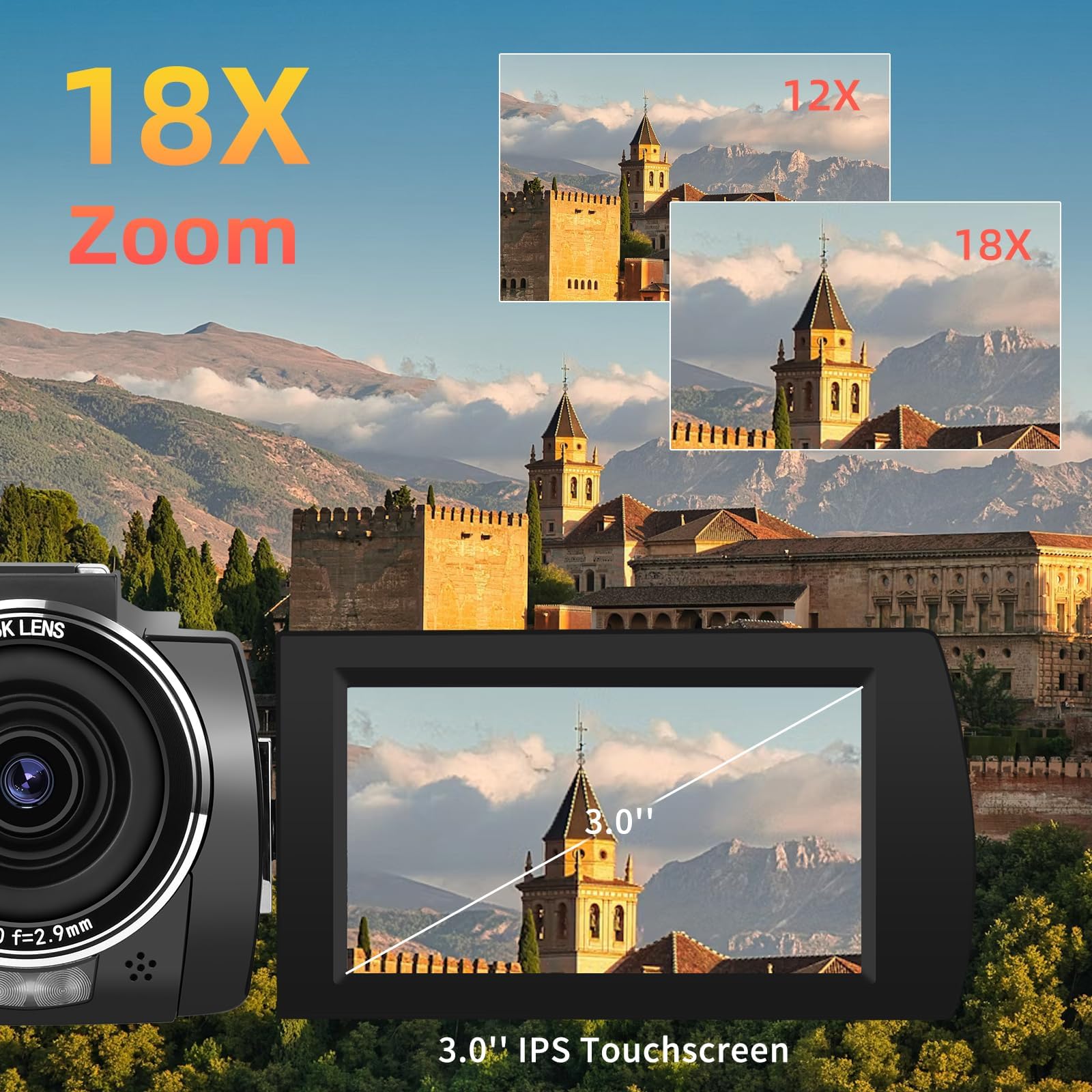 ORDRO AE20 5K Video Camera Camcorder - 95° Wide Angle, WDR Mode, EIS Stabilization, 1080P Full HD IR Night Vision - YouTube Vlogging Camera with Remote & 2 Batteries - Perfect for Travel Vlogging, Home Movies, and Outdoor Adventures