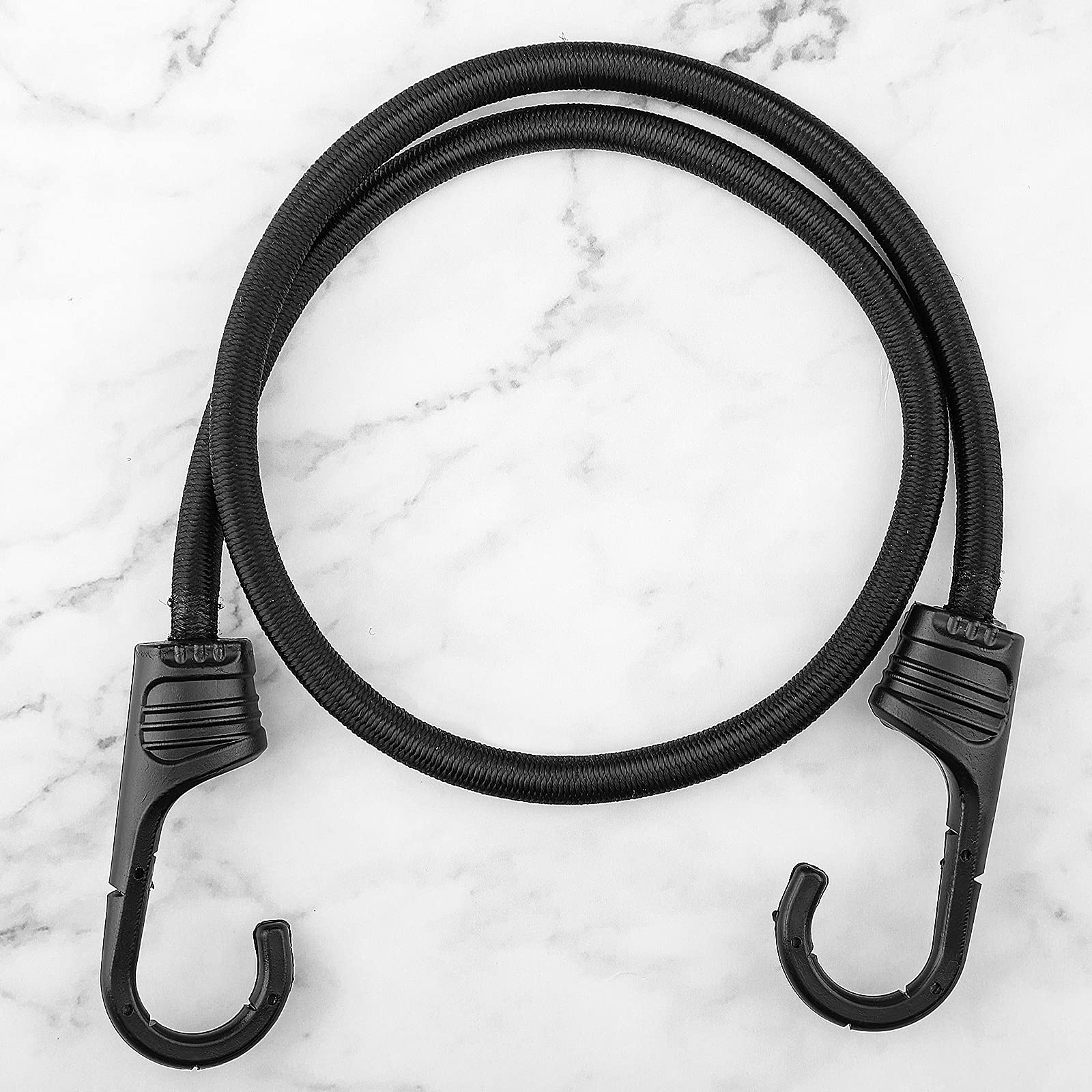 32 Inch Heavy Duty Black Bungee Cords with Hooks - 1 Pack for Camping, Truck Tie Downs, Cargo Securing & Outdoor Gear Organization