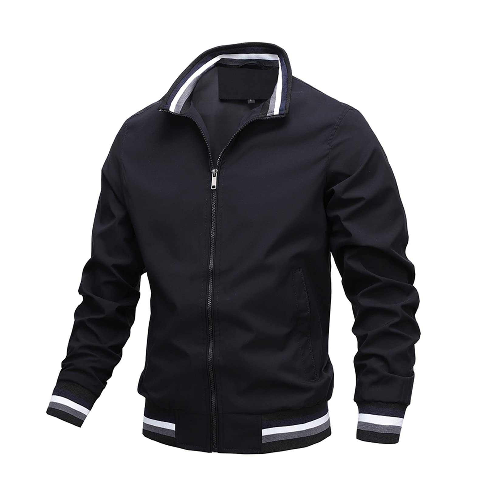 HAOREEKZ Men's Windbreaker Jacket - Lightweight Spring & Autumn Casual Coat with Zipper & Stand Collar - Waterproof Outdoor Sports Jacket for Running, Hiking & Travel