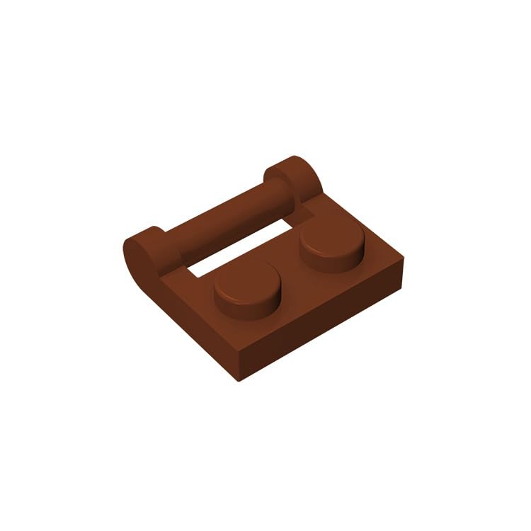 100-Piece Classic Brown 1x2 Building Plates with Side Bar Handle - Compatible with Lego Parts 48336 - Perfect for LEGO-Compatible DIY Projects, Model Construction & Creative Play