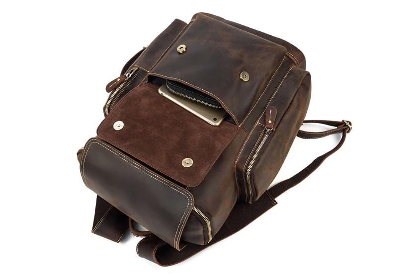 Premium Genuine Leather Backpack for Men & Women - Stylish Durable Rucksack Purse for Travel, Work & Daily Commute