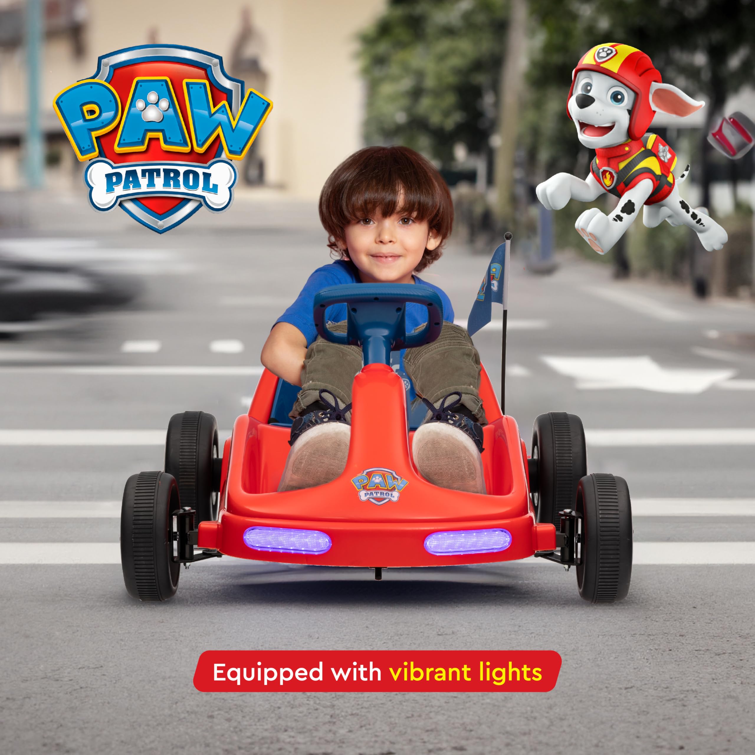 Paw Patrol 12V Kids Electric Go Kart Ride-On Toy with LED Lights & Safety Seat Belt | Durable PVC & Iron Construction | Rechargeable Battery for Ages 3-6 | Perfect for Indoor & Outdoor Play | Birthday Gift & Backyard Fun