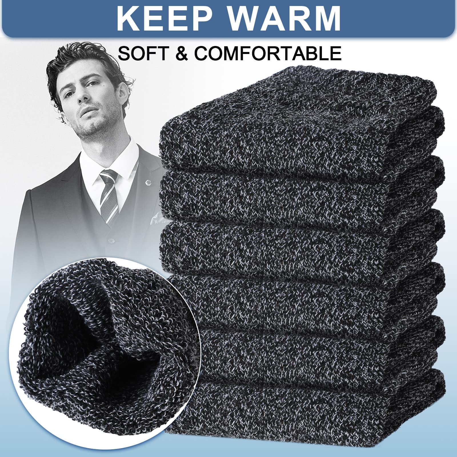 30 Pairs Bulk Wool Socks for Men & Women - Thick Warm Winter Hiking Boot Socks, Knit Crew Casual Cold Weather Socks - Perfect for Outdoor Activities, Skiing, Snowboarding & Winter Gifts