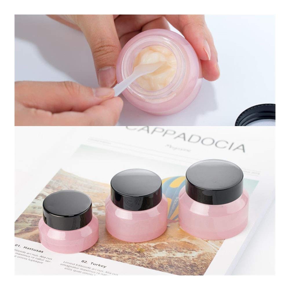 20PCS 15g/30g/50g Empty Pink Glass Cosmetic Bottles - PET Travel Containers for Facial Cream, Lip Balm & Makeup Samples - Reusable Mini Jars for Skincare, DIY Beauty & Travel Essentials (Pink Glass)