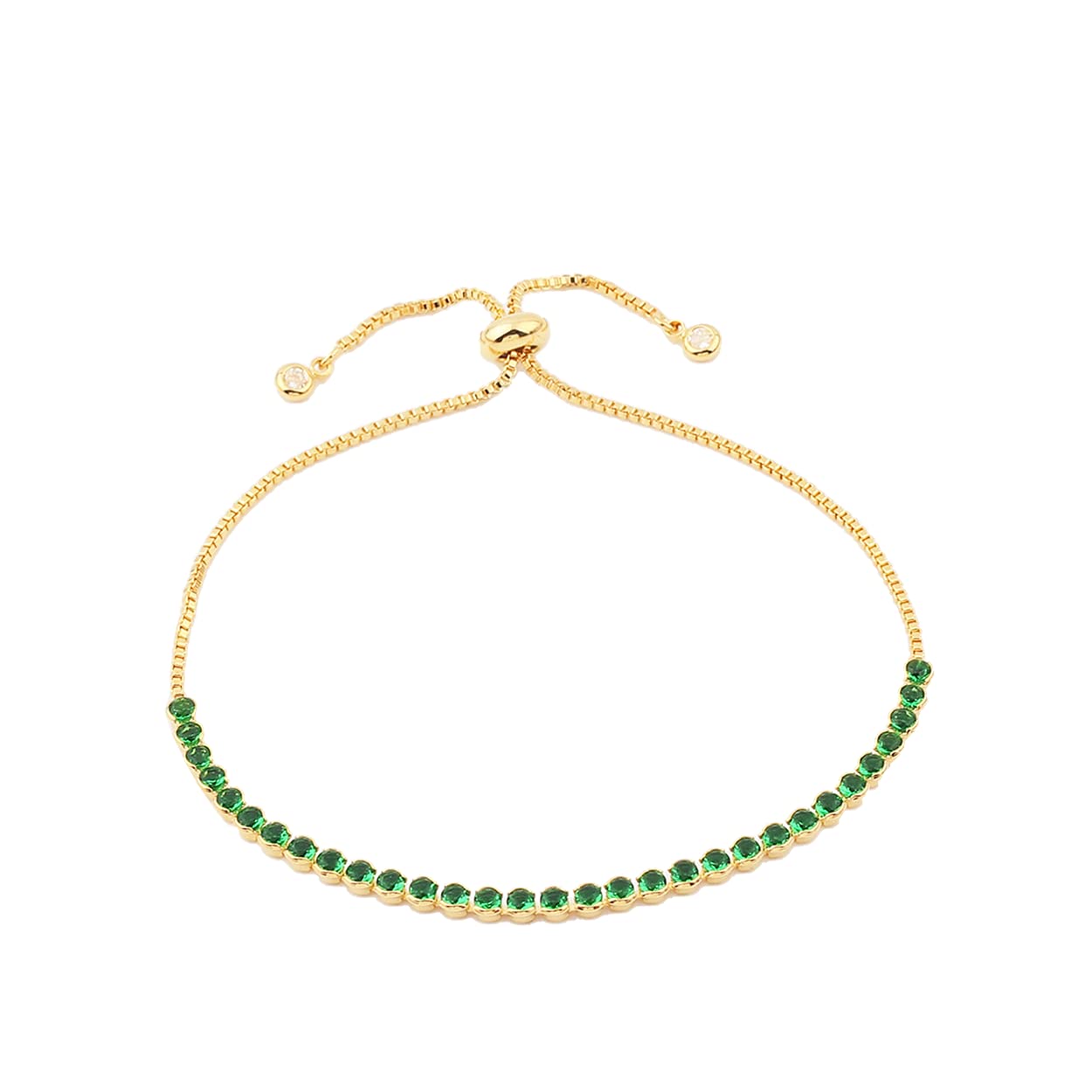Elegant Gold Tennis Bracelet for Women - Adjustable Slider with Shiny Cubic Zirconia CZ Stones | Rhinestone Gemstone Chain Bracelet | Perfect Summer Jewelry Gift for Her | Ideal for Weddings, Parties & Everyday Wear