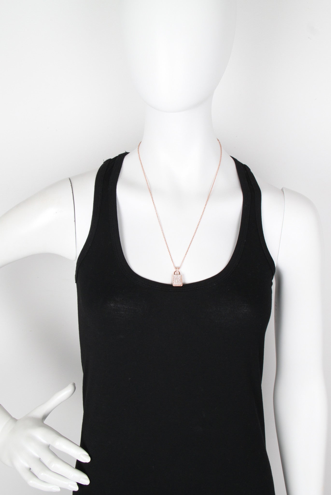 Elegant Rose Gold Pave Padlock Pendant Necklace - Perfect for Valentine's Day Gifts, Anniversary Presents & Everyday Jewelry