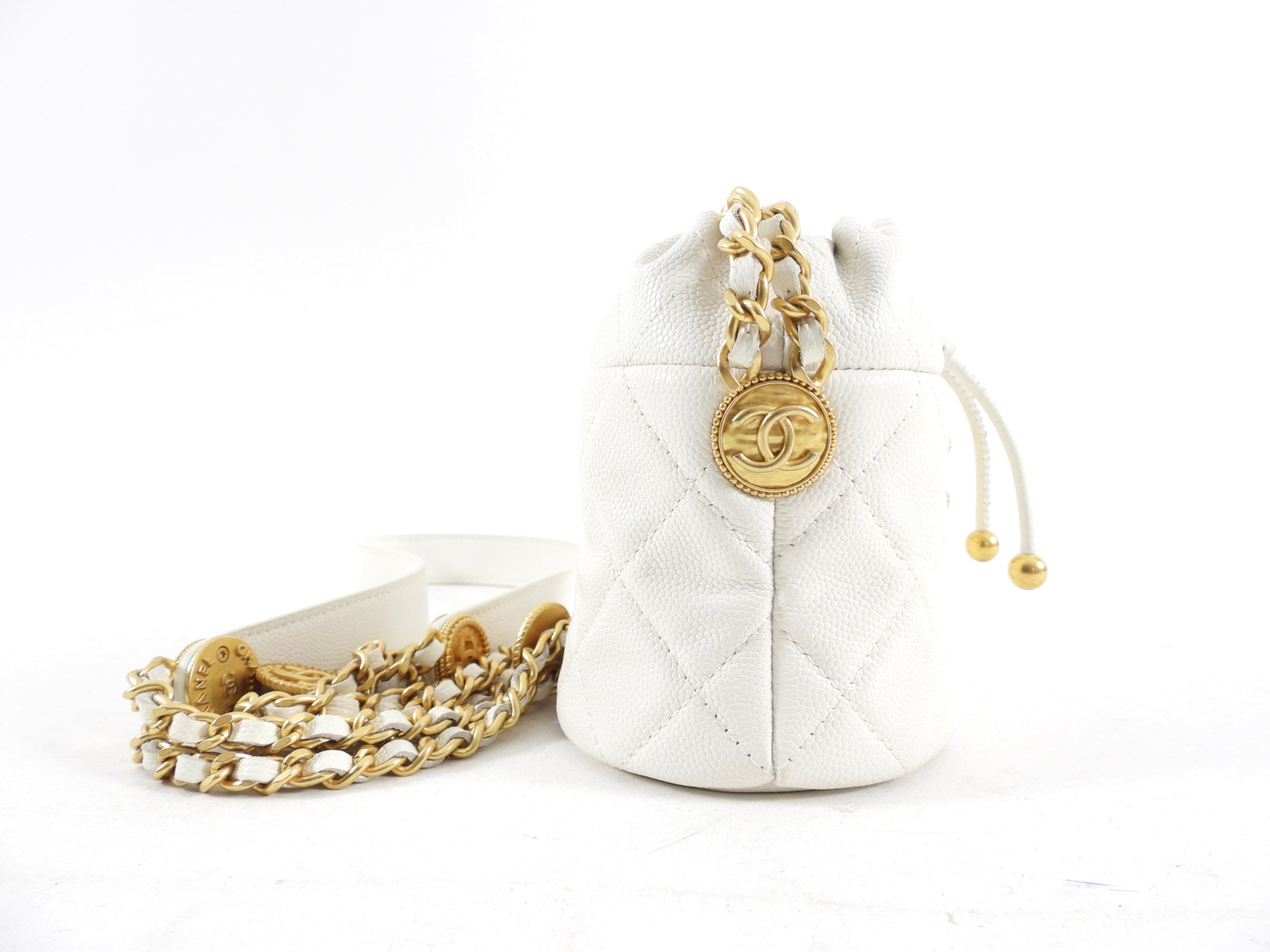 Chanel Quilted Caviar Mini Drawstring Bucket Bag with Twist Lock Closure - Perfect for Everyday Use, Date Nights & Travel Accessories