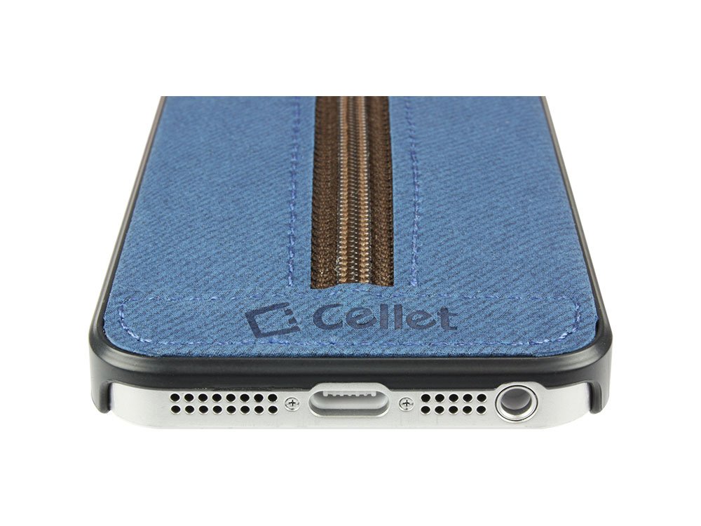 Cellet iPhone 5 Zipper Wallet Case - Denim Blue Jean Style | Slim Protective Cover with Card Slots | Perfect for Travel, Work & Everyday Use