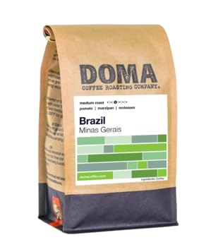 Premium Brazil Minas Gerais Medium Roast Whole Bean Coffee - 12oz Bag for Home Brewing, Office & Gifts | Doma Coffee Roasting Company