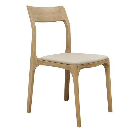 Carson Dining Chair - Natural Wood & Linen Upholstery - Modern Farmhouse Kitchen Chairs for Dining Room, Breakfast Nook & Home Decor