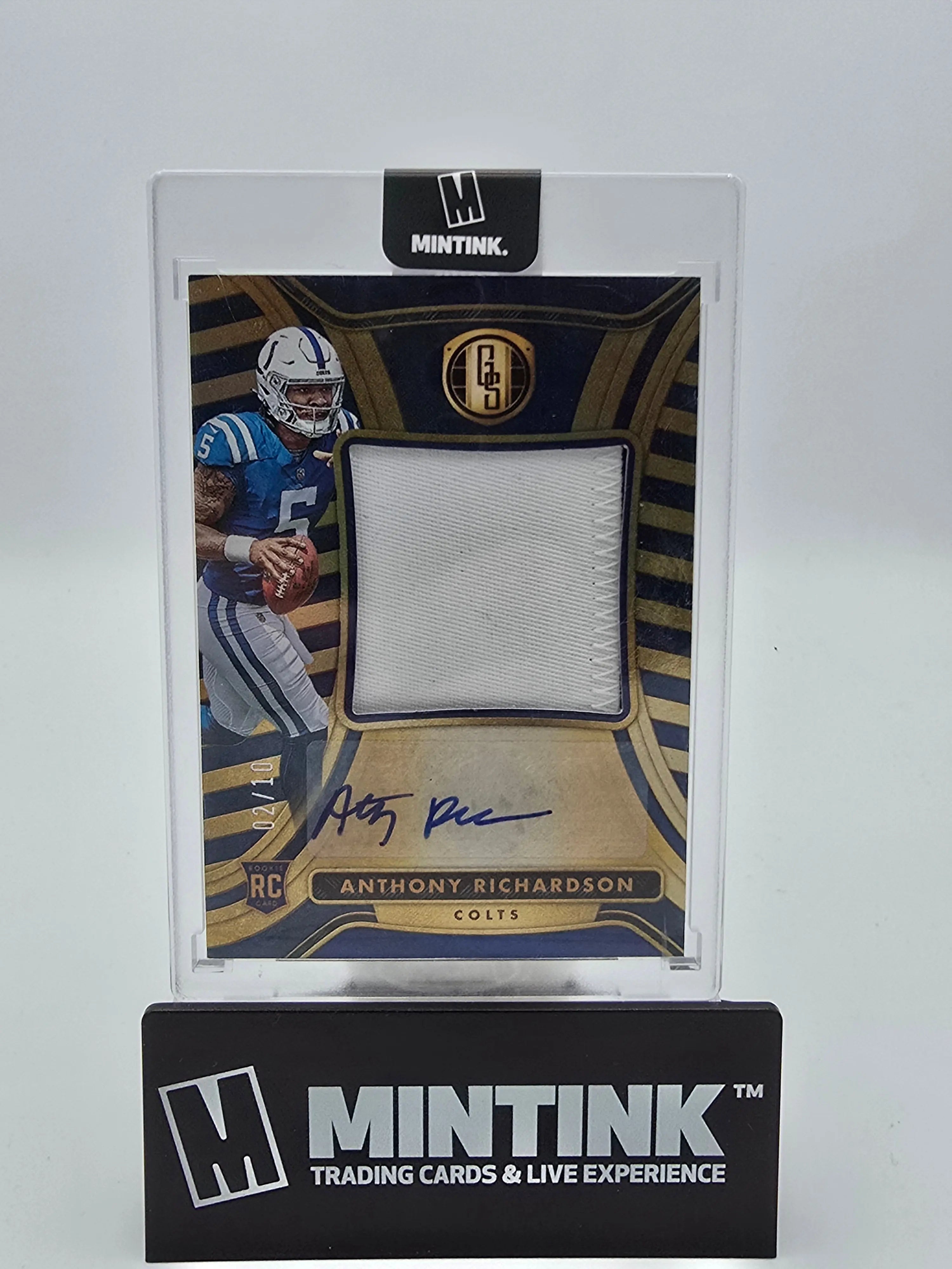 2023 Panini Gold Standard Football Anthony Richardson Rookie Patch Autograph RPA /10 #RAJ 2 - Rare Collectible for NFL Fans & Sports Memorabilia Enthusiasts