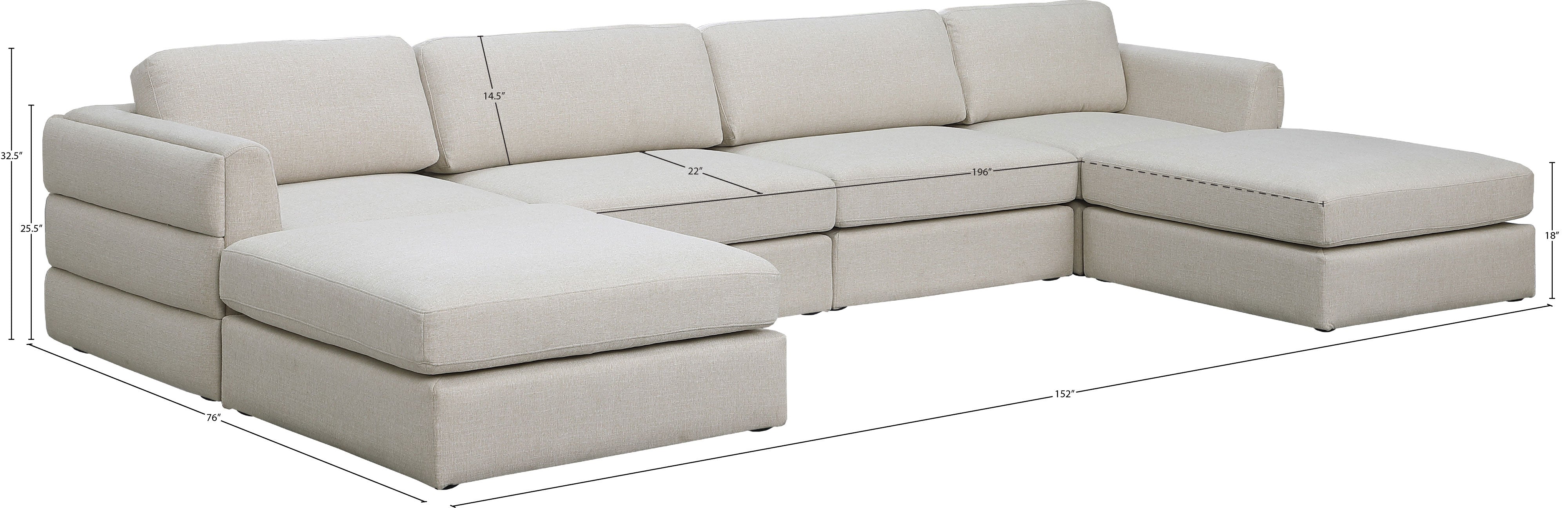 Beckham Durable Linen Textured Fabric Modular Sectional Sofa - Modern Living Room Furniture for Small Spaces & Apartments - Perfect for Family Gatherings, Movie Nights and Relaxing
