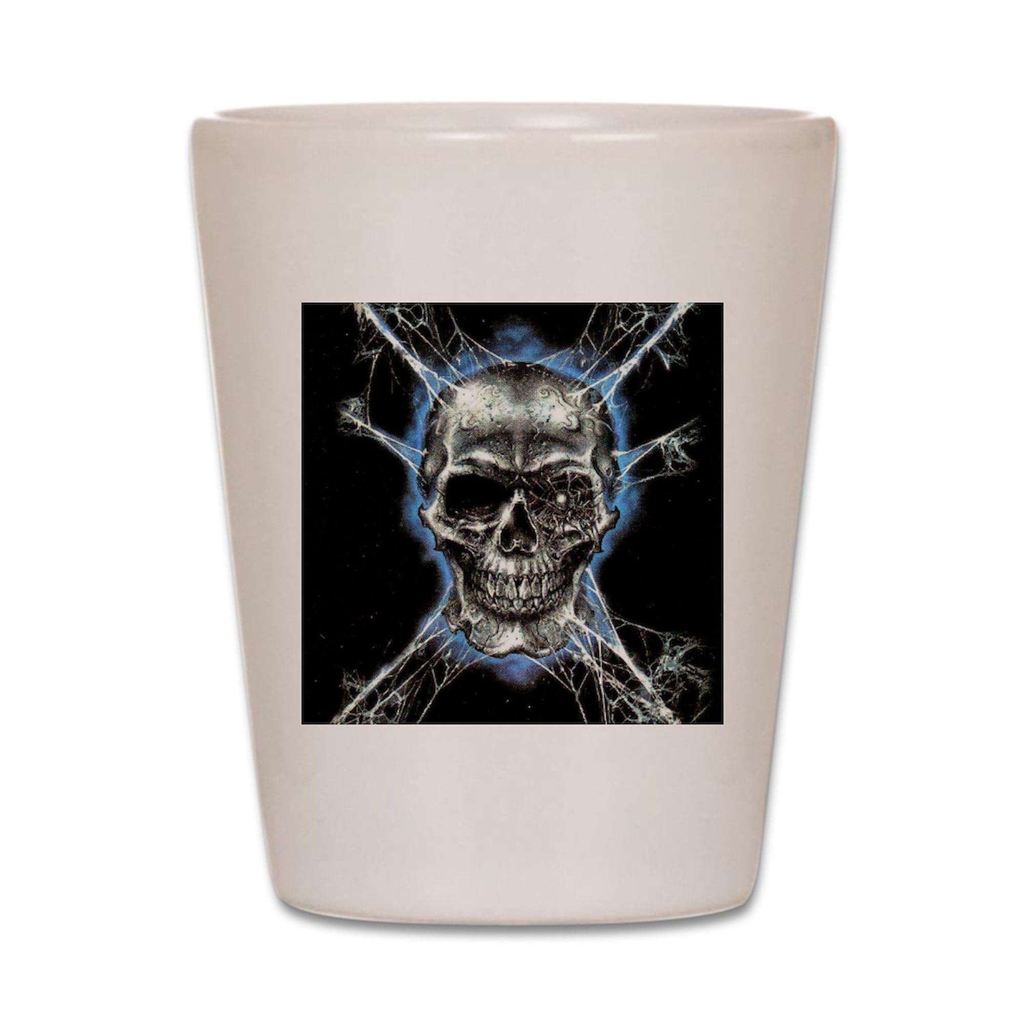 Electric Skull and Crossbones Shot Glass - Unique Funny Barware for Halloween Parties, Gifts & Themed Events