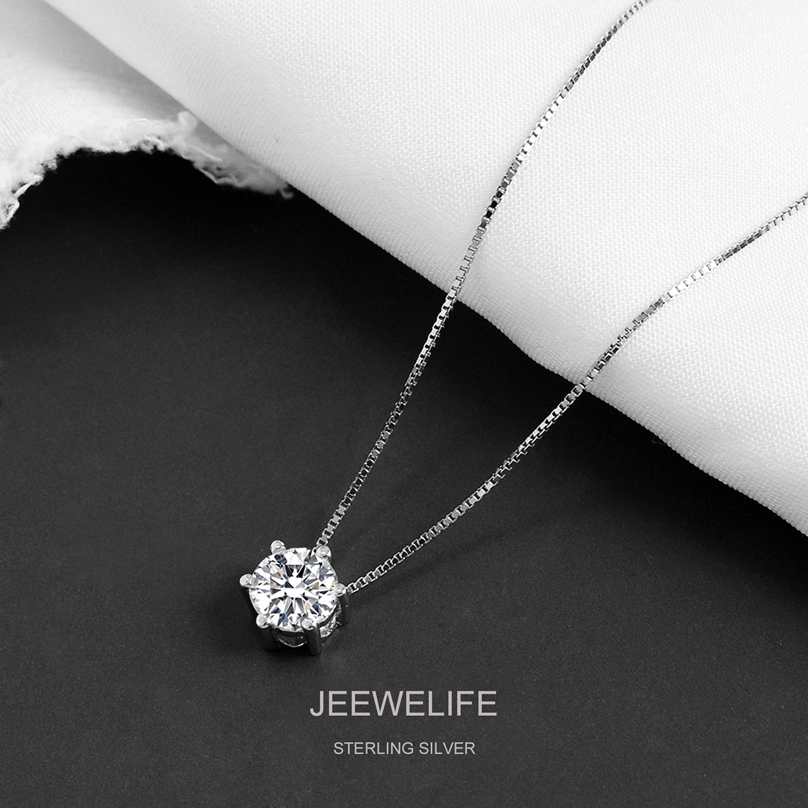 Sterling Silver Cubic Zirconia Necklace for Women - Elegant Birthday, Christmas & Mother's Day Gift for Mom - Perfect for Special Occasions, Date Nights and Formal Events
