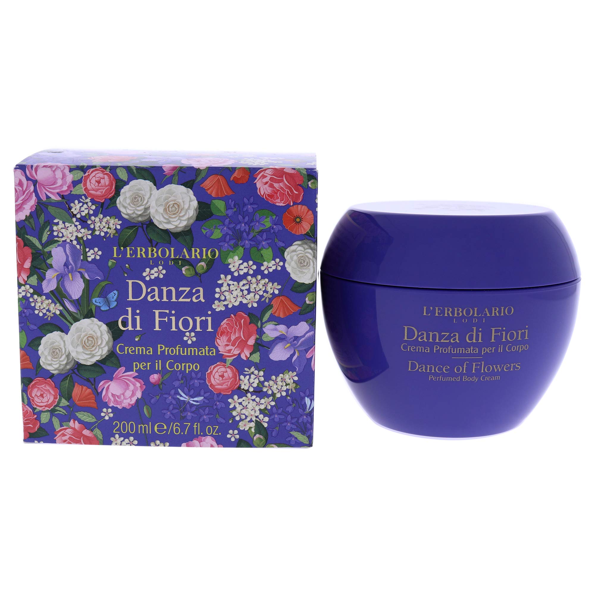 LErbolario Dance of Flowers Perfumed Body Cream for Women - 6.7 oz Hydrating & Moisturizing Body Lotion - Floral Scented Skincare for Daily Use & Special Occasions