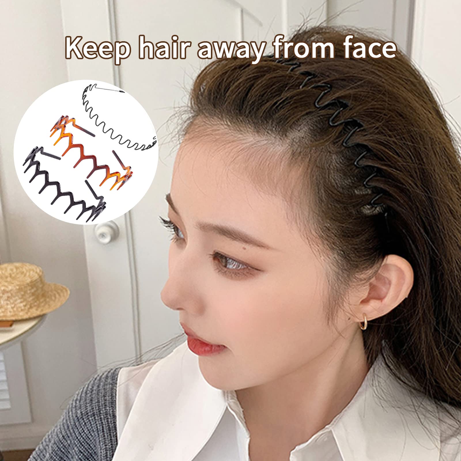 YMPEKA 3-Piece Hairband Set for Women & Men | Fashionable Zig Zag & Wavy Metal Headbands with Teeth | Unisex Hair Accessories for Sports, Workouts, Office & Everyday Use | Perfect for Hair Protection & Styling