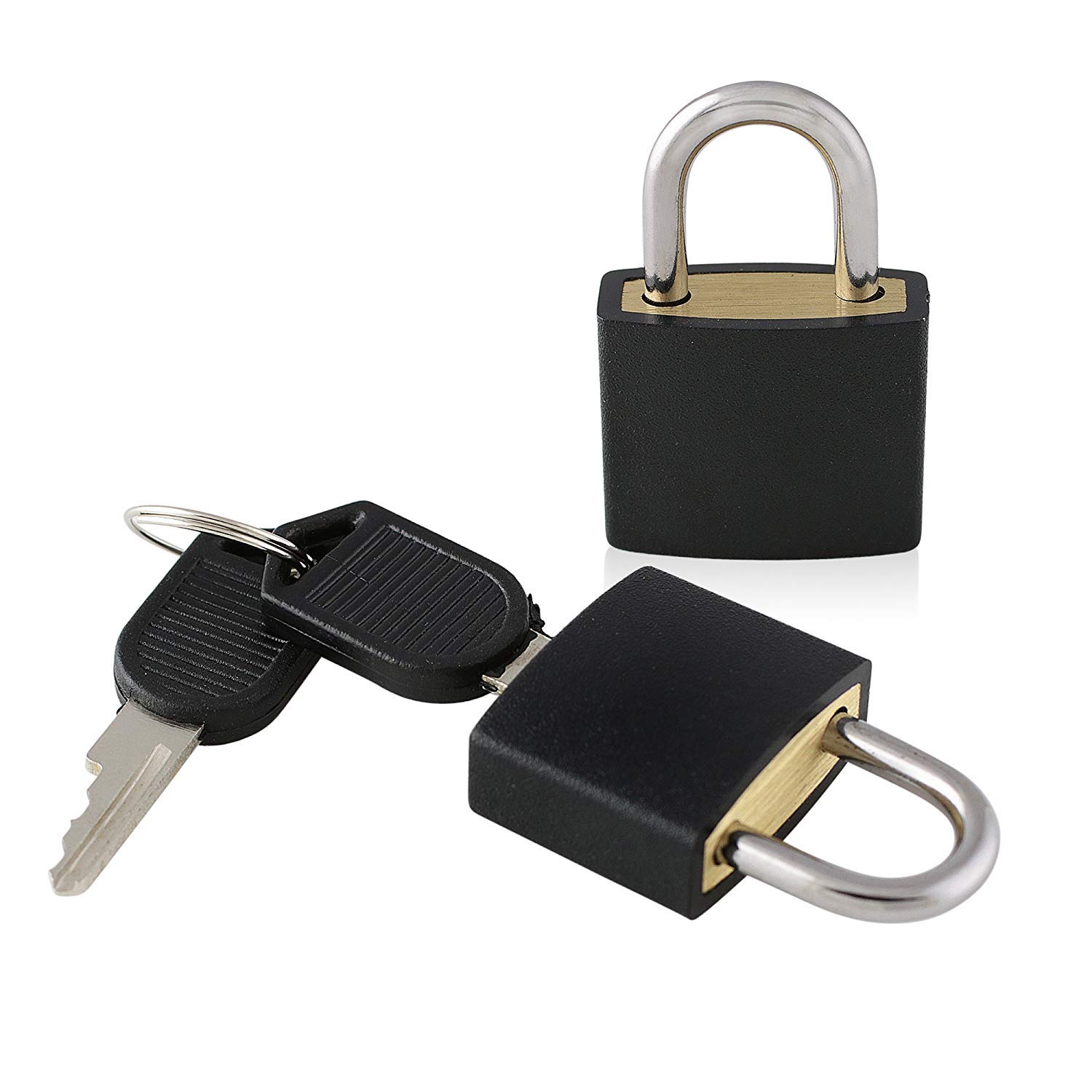 3-Piece Solid Brass Padlock Set - Heavy Duty Metal Locks for Luggage, Backpacks, Jewelry Boxes & School Supplies with Keys & Protective Cover (Small, Black) - Perfect for Travel Security, Home Storage & Classroom Teaching Tools