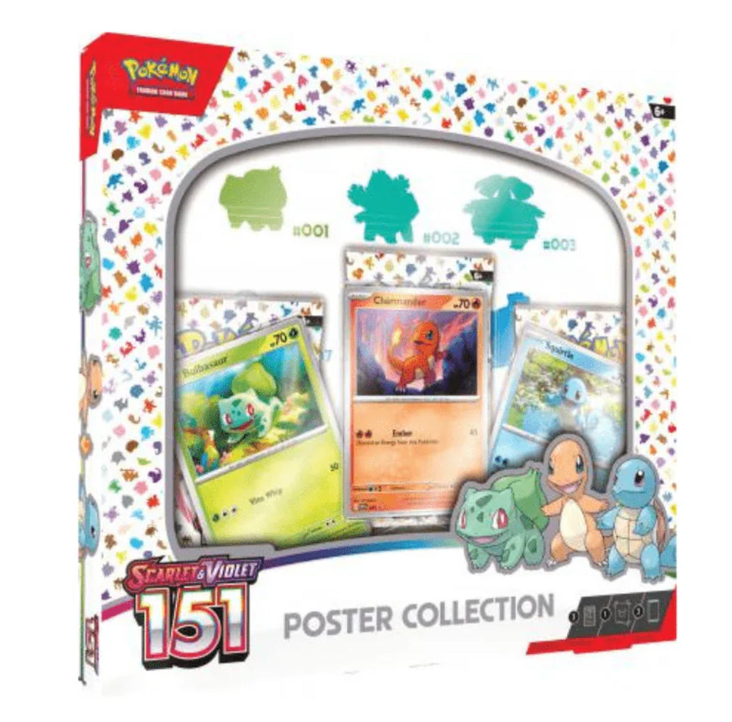 Pokemon TCG 151 Poster Collection - 3 Card Blister Pack | Rare Pokemon Cards for Collectors & Battles | Perfect for Gaming, Trading & Display