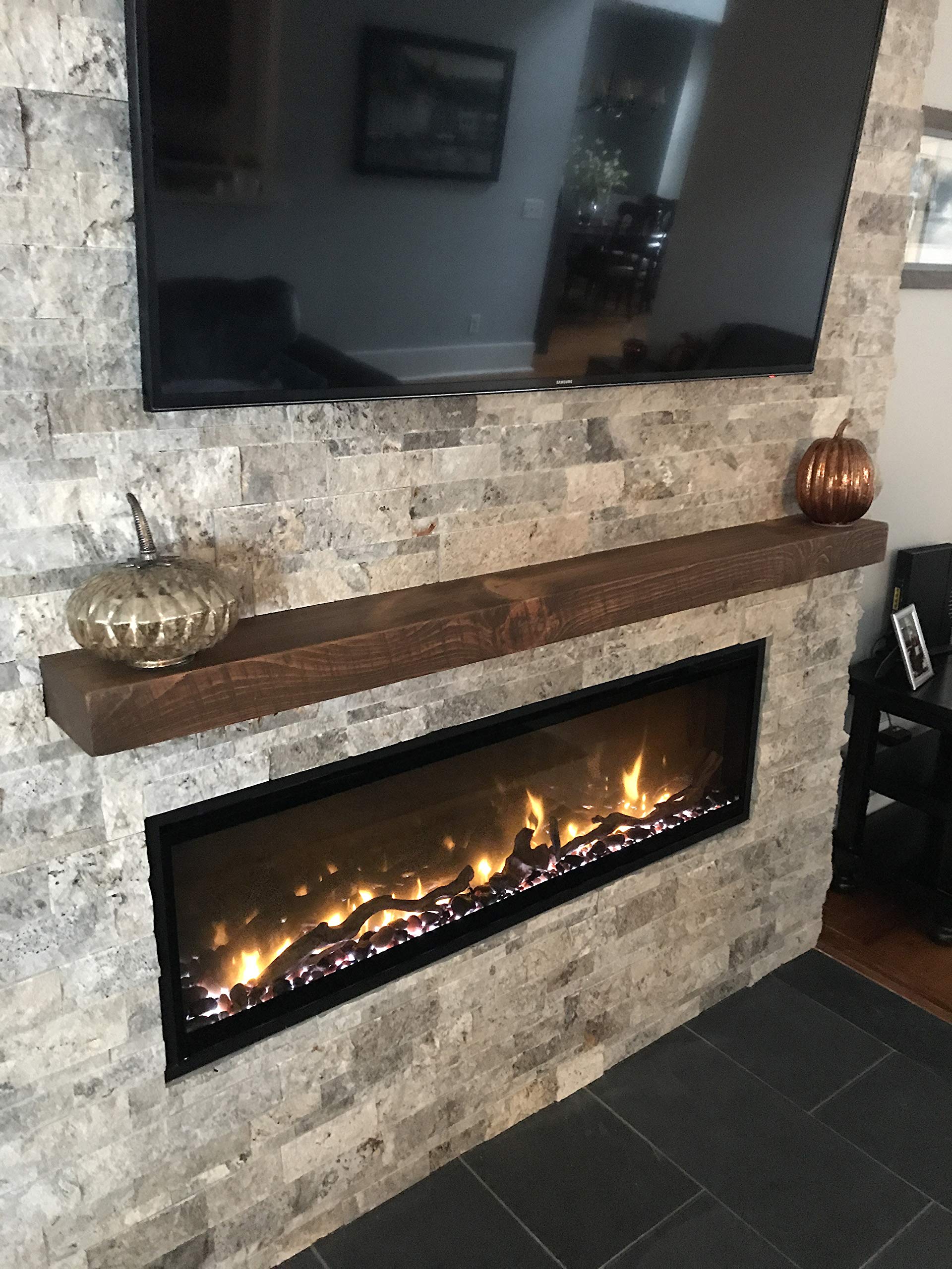 Joel's Antiques | 54 Inch Floating Shelves for Wall - Natural Wood, Easy to Install, Heavy Duty Rustic Book Shelves | Perfect for Bathroom, Kitchen, Living Room, Bedroom & Office Decor | Medium Brown 54x7x3 Inches