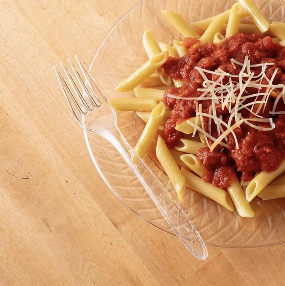 Heavyweight Clear Plastic Forks 300 Count - Durable Disposable Cutlery Set for Home, Office, Picnics & Parties (Includes Spoons, Forks, Knives) | Members Mark Food Service | Explorador Brand