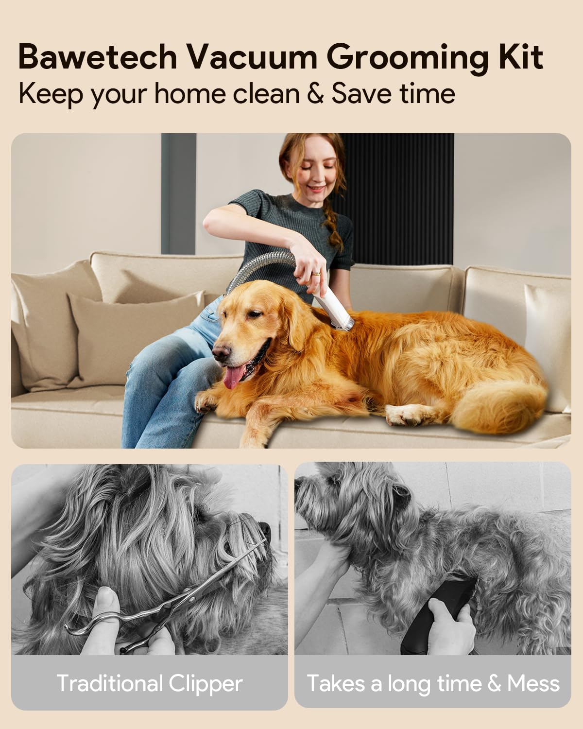 **Professional Dog Grooming Vacuum - 2.5L Large Capacity, 10000PA Powerful Suction, 99% Pet Hair Removal, 4-in-1 Grooming Kit, Low Noise for Dogs & Cats - Perfect for Home Cleaning & Pet Grooming**