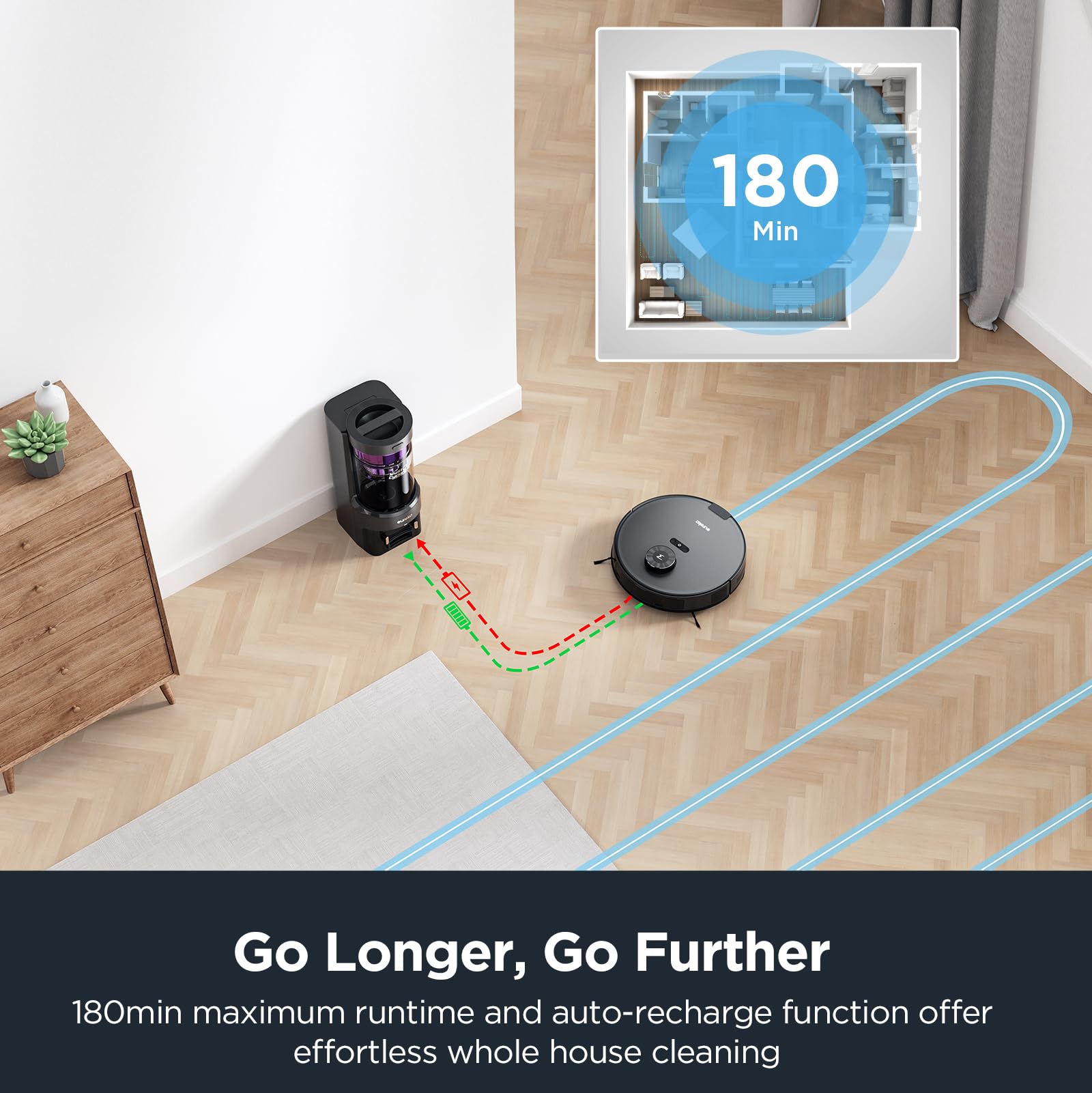 Eureka E10s Robot Vacuum and Mop Combo with Self-Emptying Station - 4000Pa Strong Suction for Pet Hair, Carpets & Hard Floors - 45-Day Capacity, LiDAR Navigation, App Control - Perfect for Pet Owners and Busy Households