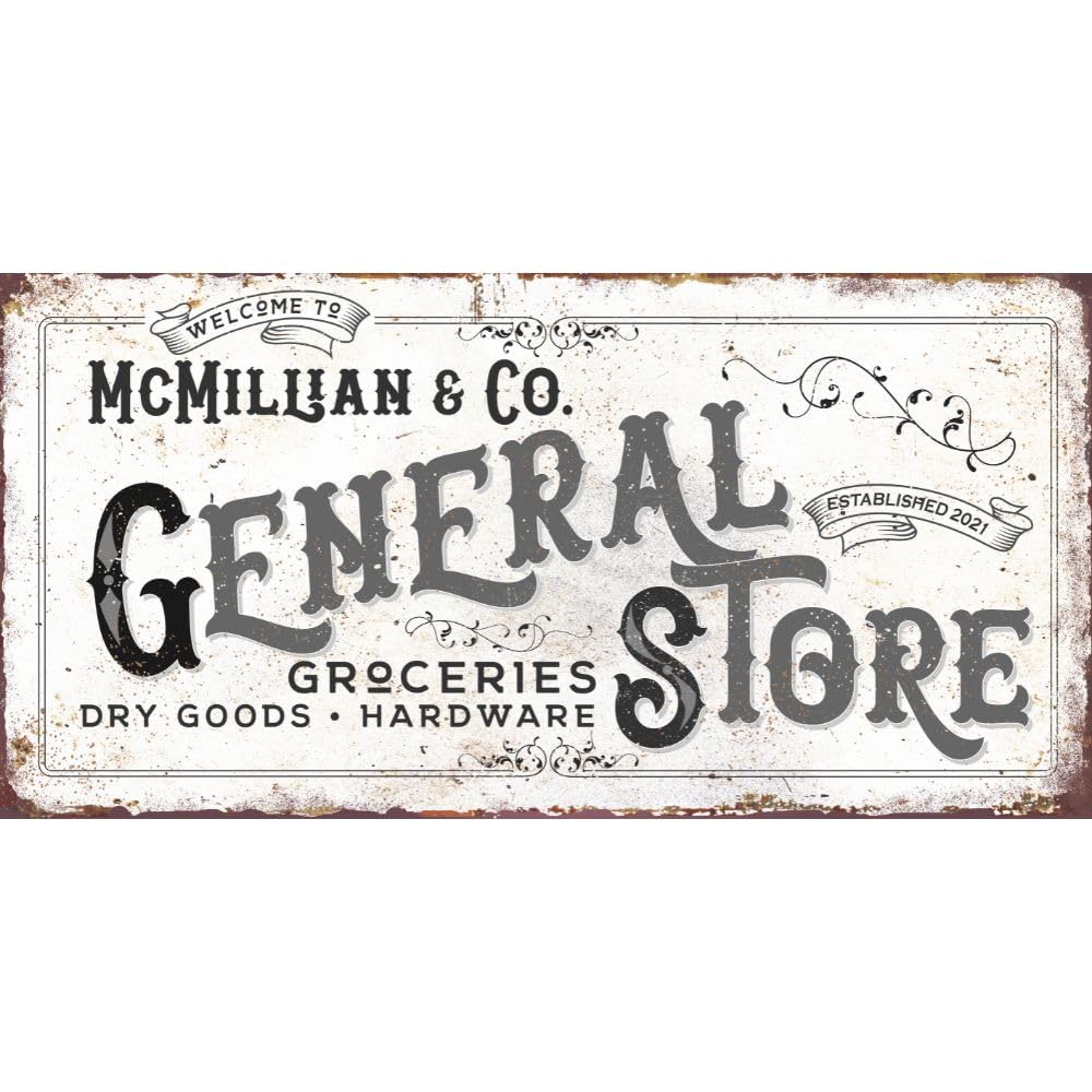 Vintage Rustic Metal Style Grocery Pantry Sign - 12x24 Unframed Poster Paper - Country Home Wall Decor & Store Business Welcome Sign - Perfect for Farmhouse Kitchens, General Stores & Vintage-Themed Establishments